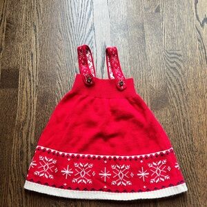 Hanna Andersson Red Knit Dress with Snowflake Pattern